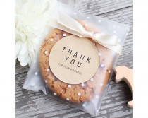 wedding photo - White Polka Dot Cookie Bags (20 Pcs / 10cm X 10cm) Translucent Semi Transparent Resealable Gift Bags Clear Plastic Bags Gift Packaging P0280