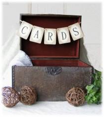 wedding photo - Handmade Vintage Looking Victorian CARDS WEDDING Banner - Suitcase Size - Ready To Ship