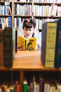 This retro wedding inspiration is for bookstore lovers wedding photo - This retro wedding inspiration is for bookstore lovers