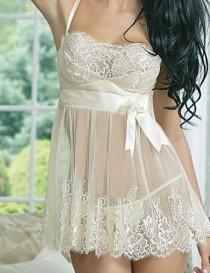 Women Chemises & Gowns Nightwear,Lace Solid Spandex Core Spun Yarn Beige wedding photo - Women Chemises & Gowns Nightwear,Lace Solid Spandex Core Spun Yarn Beige