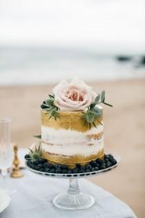 Brushed Gold Semi-naked Cake - Cake Couture NI wedding photo - Brushed Gold Semi-naked Cake - Cake Couture NI
