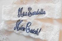 MONOGRAMMED Wedding Garter Mrs. Toss With Phrase "You're Next! Bridal Garter Floral Stretch Lace Bridal Garter Single Garter wedding photo - MONOGRAMMED Wedding Garter Mrs. Toss With Phrase "You're Next! Bridal Garter Floral Stretch Lace Bridal Garter Single Garter