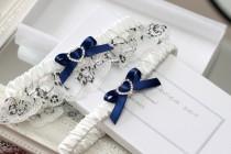 navy blue wedding garter set, navy blue garter set, navy blue wedding, something blue for bride, something blue garter set, plus size garter wedding photo - navy blue wedding garter set, navy blue garter set, navy blue wedding, something blue for bride, something blue garter set, plus size garter