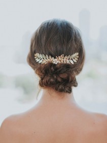 Gold Leaf Hair Comb wedding photo - Gold Leaf Hair Comb