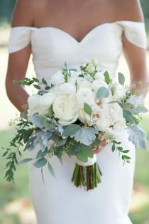 White Ranunculus And Eucalyptus Bouquet wedding photo - White Ranunculus And Eucalyptus Bouquet
