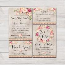 Floral Bohemian Wedding Invitation Printable Suite Rustic Invite Boho Roses Peonies Floral Bohemian Wedding Invitation Printable Suite Rustic Invite Boho Roses Peonies