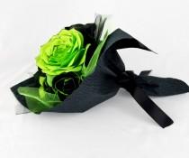 wedding photo -  Gift bouquet of handcrafted paper flowers in lime green and black, First anniversary flower bouquet, get well soon bouquet, Graduation - $19.99 USD