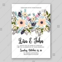 wedding photo -  Anemone wedding invitation card printable template
