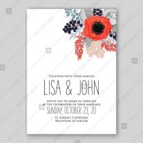 wedding photo -  Anemone wedding invitation vector template card