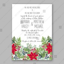 wedding photo -  Poinsettia wedding invitation red floral wreath vector card template