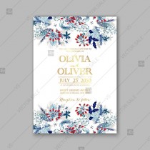 wedding photo -  Merry Christmas Party invitation poinsettia wreath poster vector template