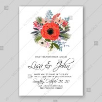 wedding photo -  Anemone wedding invitation vector template card