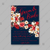wedding photo -  Romantic red peony flowers the bride's bouquet. Wedding invitation card template design