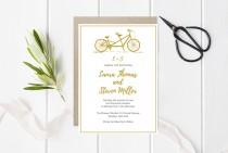 wedding photo -  Tandem Bike Wedding Invitation Template, Gold Bicycle Invitations, Printable Wedding Invitation, Editable PDF Templates, DIY You Print