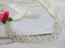 wedding photo -  Sale pearl bridal sash, bridal belt, wedding sash, rhinestone belt ,rhinestone sash, crystal belt , wedding dress belt, wedding dress sash - $52.50 USD