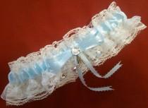 Cinderella Slipper Light Baby Blue & Ivory Princess Lace Wedding Garter Belt wedding photo - Cinderella Slipper Light Baby Blue & Ivory Princess Lace Wedding Garter Belt