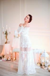 Long Lace Bridal Nightgown F18, Bridal Lingerie, Wedding Lingerie, Honeymoon, Sleepwear, For Her, For Woman wedding photo - Long Lace Bridal Nightgown F18, Bridal Lingerie, Wedding Lingerie, Honeymoon, Sleepwear, For Her, For Woman