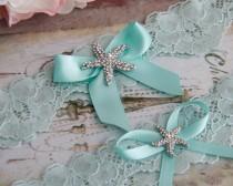 Beach Wedding Garter Set, Something Blue Bridal Garter Set, Aqua Blue Lace Garter, Lace Wedding Garter, Beach Garter Set, Starfish Garter wedding photo - Beach Wedding Garter Set, Something Blue Bridal Garter Set, Aqua Blue Lace Garter, Lace Wedding Garter, Beach Garter Set, Starfish Garter