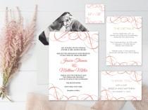 wedding photo -  Wedding Invitation Suite Templates, Coral Swrils Wedding Invitation Kits, Printable Wedding Invitation, DIY Suite Templates, DIY You Print - $20.00 USD