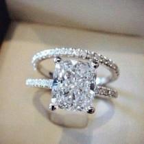 2.00 Ct. Cushion Cut Pave Round Eternity Diamond Engagement Ring H,VVS2 EGL 18K wedding photo - 2.00 Ct. Cushion Cut Pave Round Eternity Diamond Engagement Ring H,VVS2 EGL 18K