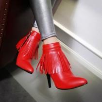 Pointed Toe Tassel Ankle Boots Stiletto Heel Wedding Shoes 3055 wedding photo - Pointed Toe Tassel Ankle Boots Stiletto Heel Wedding Shoes 3055