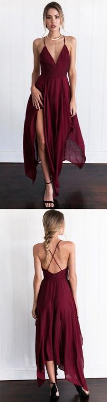 New Arrival Cross Back Wine Red Assymetrical Hem Long Prom/Evening Dress From Dressthat wedding photo - New Arrival Cross Back Wine Red Assymetrical Hem Long Prom/Evening Dress From Dressthat