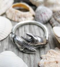 Seashell crab CLAW sterling silver sea shell ADJUSTABLE bypass ring sz 6 to 9 cancer zodiac wedding photo - Seashell crab CLAW sterling silver sea shell ADJUSTABLE bypass ring sz 6 to 9 cancer zodiac