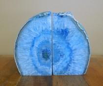 Agate Book End -- Blue Dyed Half Geode Druzy Bookend Rock Formation - Lovely Book Ends 1-3 lb (BKE1) wedding photo - Agate Book End -- Blue Dyed Half Geode Druzy Bookend Rock Formation - Lovely Book Ends 1-3 lb (BKE1)