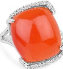 A Natural 7.48CT Sunset Orange Carnelian Cabochon Ring wedding photo - A Natural 7.48CT Sunset Orange Carnelian Cabochon Ring
