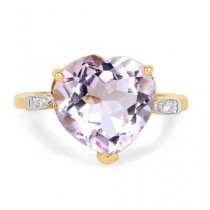 A Natural 5.3CT Heart Cut Rose De France Pink Amethyst 14K Yellow Gold Ring wedding photo - A Natural 5.3CT Heart Cut Rose De France Pink Amethyst 14K Yellow Gold Ring