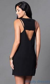 VJ-VD31480 - Sleeveless V-Neck Short Shift Dress With Cut Outs wedding photo - VJ-VD31480 - Sleeveless V-Neck Short Shift Dress With Cut Outs