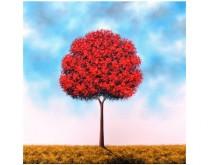 Textured Oil Painting, Contemporary Modern Art, ORIGINAL Red Tree Painting, Impasto Tree Art, Large Wall Art, Blue Sky, Landscape, 24x24 wedding photo - Textured Oil Painting, Contemporary Modern Art, ORIGINAL Red Tree Painting, Impasto Tree Art, Large Wall Art, Blue Sky, Landscape, 24x24