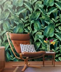 Tropical Leaves Wall mural -Self Adhesive Fabric Wallpaper, Removable, Repositionable, Reusable. EASY PEEL & STICK !!R0006 wedding photo - Tropical Leaves Wall mural -Self Adhesive Fabric Wallpaper, Removable, Repositionable, Reusable. EASY PEEL & STICK !!R0006
