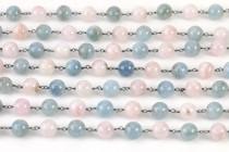Milky Aqua 12mm Smooth Polished Bead Balls Silver Wire Rosary Beaded Chain Link "Custom Made",stylish jewelry,Diamond Findings,silver chain wedding photo - Milky Aqua 12mm Smooth Polished Bead Balls Silver Wire Rosary Beaded Chain Link "Custom Made",stylish jewelry,Diamond Findings,silver chain