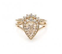 Brilliant Pear Rosette Ring wedding photo - Brilliant Pear Rosette Ring