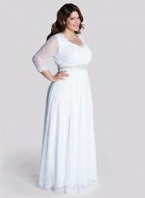 2015 Fall Long Sleeves Empire Plus Size Wedding Dress With Beading Sash - Dolcedress.com wedding photo - 2015 Fall Long Sleeves Empire Plus Size Wedding Dress With Beading Sash - Dolcedress.com
