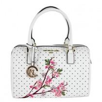 Nicole Lee Kayley White Floral Embellishment Boston Handbag By Nicole Lee wedding photo - Nicole Lee Kayley White Floral Embellishment Boston Handbag By Nicole Lee
