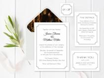 wedding photo -  Wedding Invitation Suite Templates, Modern Printable Wedding Invitation, Details, Thank You, RSVP, Envelope Liners Templates, DIY You Print - $18.00 EUR