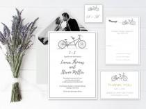 wedding photo -  Gray Tandem Bike Wedding Invitation Suite Templates