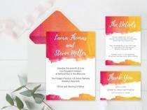 wedding photo -  Watercolor Wedding Invitation Suite Templates Envelope Liners