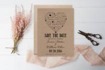 wedding photo -  Kraft Paper Save the Date Template, I Love You other Languages Heart, Rustic Printable Wedding Save the Date PDF Templates, Editable PDF, DIY You Print by DIYprinta