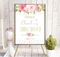 wedding photo -  Peonies Bridal Shower Printable Welcome Sign Bridal Shower decor Instant Download Bridal Shower banner Welcome Sign Shower Blush Pink idbs11 - $10.00 USD