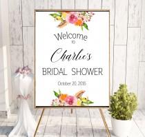 wedding photo -  Instant Download Bridal Shower Printable Welcome Sign Bridal Shower decoration Bridal Shower banner Welcome Sign Shower Pink idbs20 - $10.00 USD