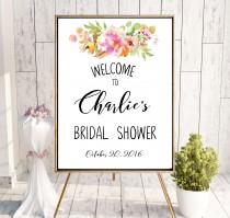 wedding photo -  Bridal Shower Printable Welcome Sign Bridal Shower decoration Instant Download Bridal Shower banner Peonies Welcome Sign Shower Pink idbs21 - $10.00 USD