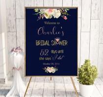 wedding photo -  Navy Blue Bridal Shower Welcome Sign Bridal Brunch Sign Bridal Shower DIY Welcome Printable Sign Says I Do Sign Shower White idbs27 - $12.00 USD