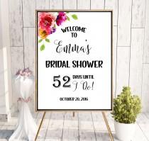 wedding photo -  Bridal Shower Welcome Sign Garden Bridal Shower Welcome Countdown wedding sign Printable Sign Sign Shower pink Instant Download idbs6 - $12.00 USD