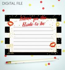 wedding photo -  Advice For The Bride To Be Red Gold Confetti Printable Card Bridal Shower Advice Cards Wedding Advice For The Bride game idkbg4 - $5.50 USD