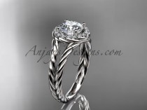 wedding photo -  14kt white gold halo rope diamond engagement ring RP8131