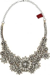 Women's White Jewel Flowers Swarovski Crystal Necklace wedding photo - Women's White Jewel Flowers Swarovski Crystal Necklace