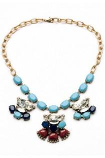 Light Blue Vintage Scalloped Pendant Bib Necklace - OASAP.com wedding photo - Light Blue Vintage Scalloped Pendant Bib Necklace - OASAP.com
